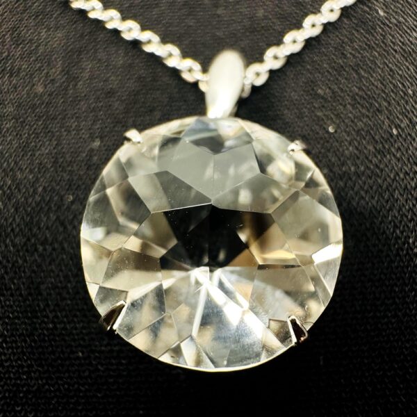 0798-Dây chuyền nữ-Clear quartz silver plated necklace-Khá mới3