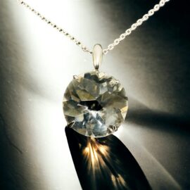 0798-Dây chuyền nữ-Clear quartz silver plated necklace-Khá mới