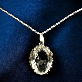 0775-Dây chuyền nữ-Clear quartz Silver necklace-Khá mới