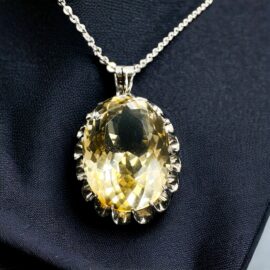 0799-Dây chuyền nữ-Citrine gemstone 13×17.5mm necklace-Mới/chưa sử dụng