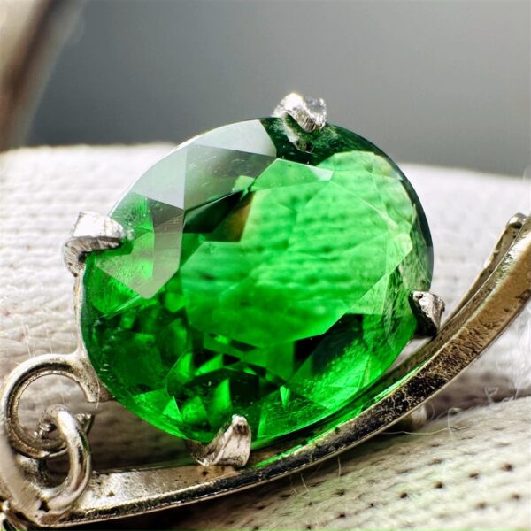 0827-Dây chuyền nữ-Silver pendant & emerald gemstone necklace6