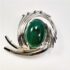 0981-Ghim cài áo-Silver plated & green chalcedony gemstone brooch-Khá mới2