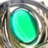 0981-Ghim cài áo-Silver plated & green chalcedony gemstone brooch-Khá mới5