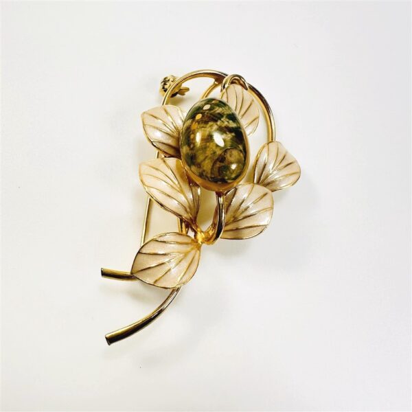 0970-Ghim cài áo-Gold plated & enamel flower brooch-Như mới2