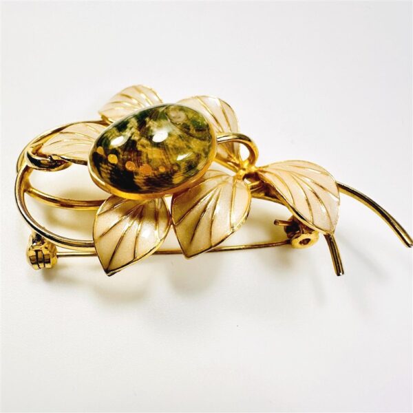 0970-Ghim cài áo-Gold plated & enamel flower brooch-Như mới4
