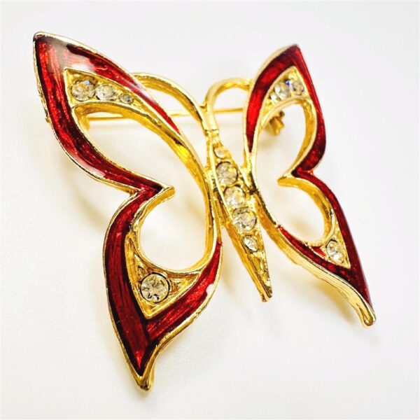0954-Ghim cài áo-Gold plated & enamel butterfly brooch-Khá mới3