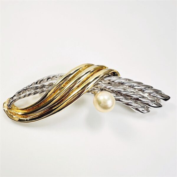 0966-Ghim cài áo-Seawater pearl & silver – gold plated brooch-Như mới2