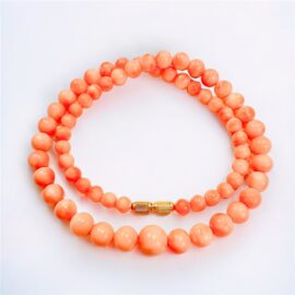 0842-Dây chuyền nữ-Japanese Red coral & gold filled clasp necklace-Khá mới