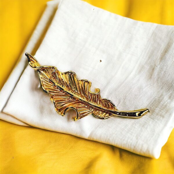 0976-Ghim cài áo-Gold plated Leaf brooch-Khá mới0