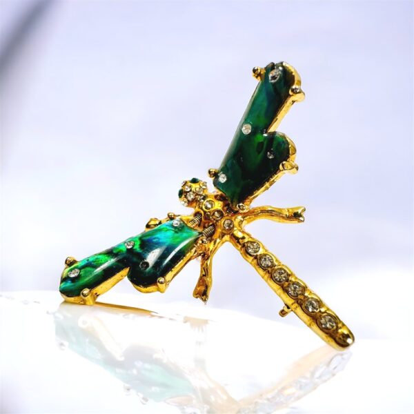 0983-Ghim cài áo-Gold plated dragonfly brooch-Khá mới0