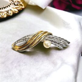 0966-Ghim cài áo-Natural pearl & silver, gold plated brooch-Khá mới