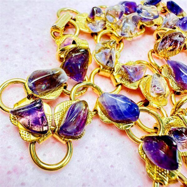 0826-Dây chuyền+vòng tay-Gold plated & natural Amethyst gemstone necklace+Bracelet/Khá mới9