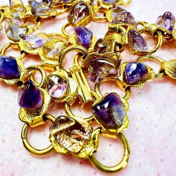 0826-Dây chuyền+vòng tay-Gold plated & natural Amethyst gemstone necklace+Bracelet/Khá mới8