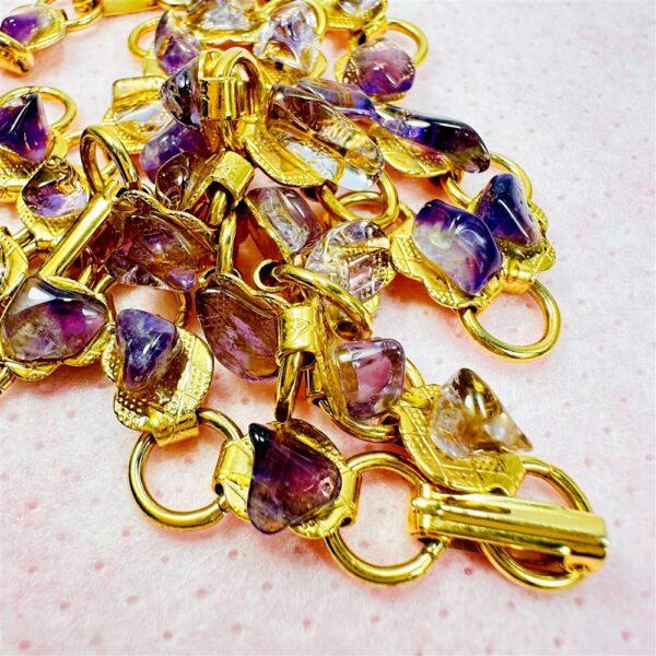 0826-Dây chuyền+vòng tay-Gold plated & natural Amethyst gemstone necklace+Bracelet/Khá mới10