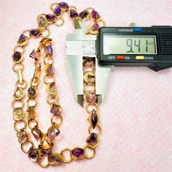 0826-Dây chuyền+vòng tay-Gold plated & natural Amethyst gemstone necklace+Bracelet/Khá mới14