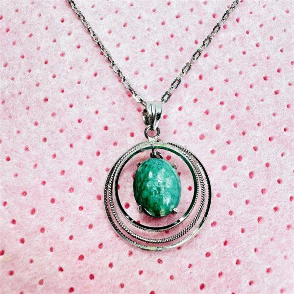 0801-Dây chuyền nữ-Silver pendant & Amazonite gemstone necklace2