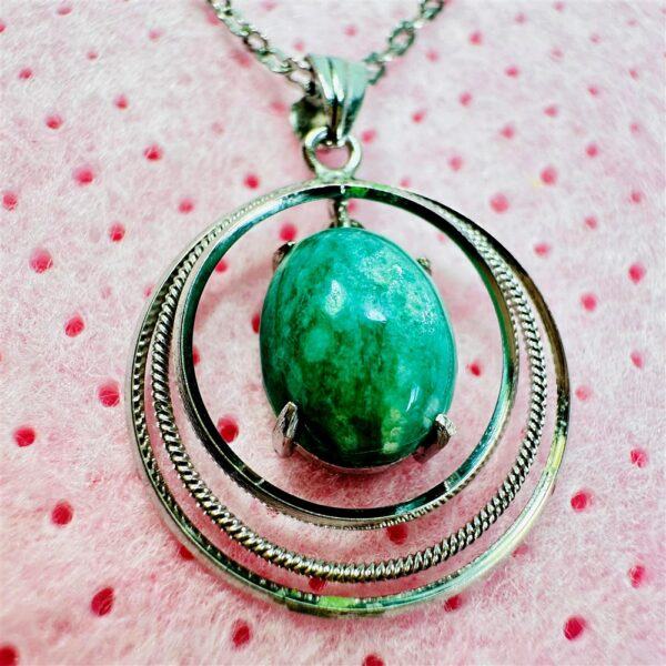 0801-Dây chuyền nữ-Silver pendant & Amazonite gemstone necklace4