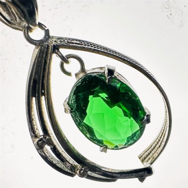 0827-Dây chuyền nữ-Silver pendant & emerald gemstone necklace8