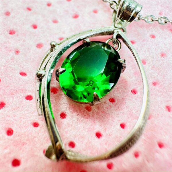 0827-Dây chuyền nữ-Silver pendant & emerald gemstone necklace3