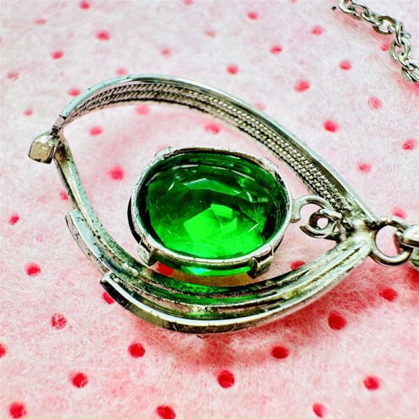 0827-Dây chuyền nữ-Silver pendant & emerald gemstone necklace9