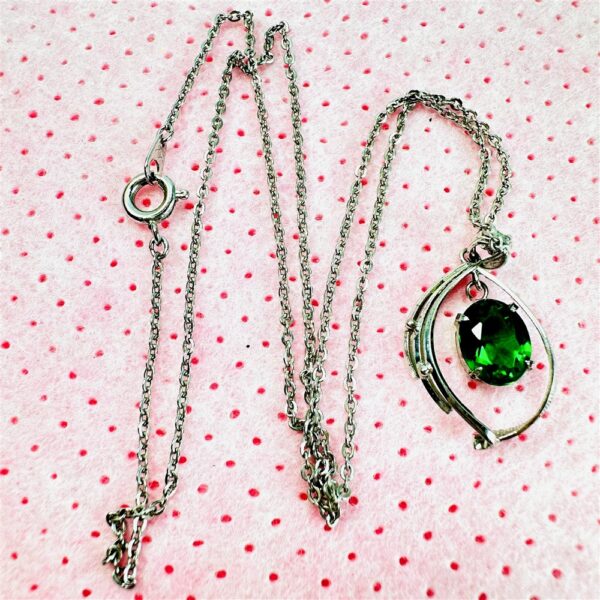 0827-Dây chuyền nữ-Silver pendant & emerald gemstone necklace11