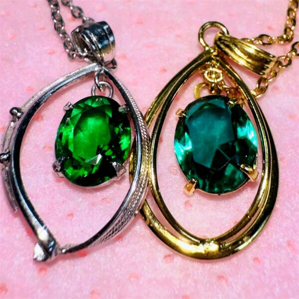 0791-Dây chuyền nữ-Gold color & green crystal teardrop necklace8
