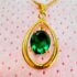 0791-Dây chuyền nữ-Gold color & green crystal teardrop necklace3