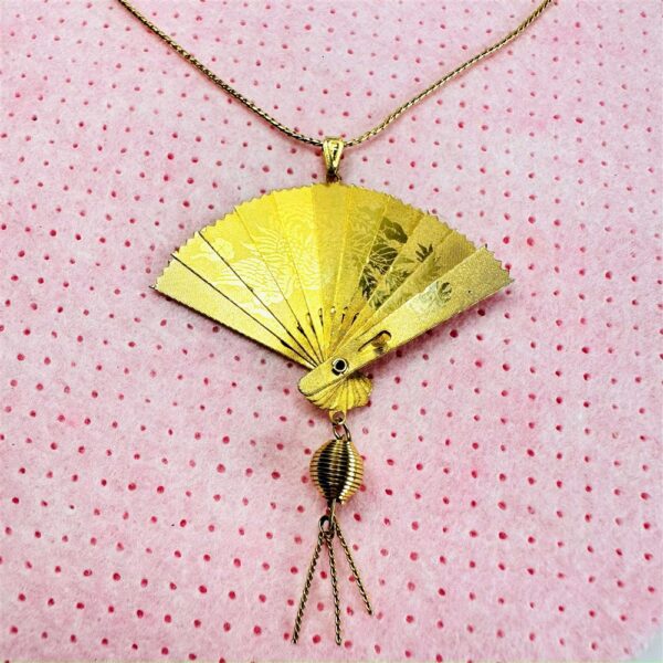 0803-Dây chuyền nữ-Gold color Japanese fan necklace2