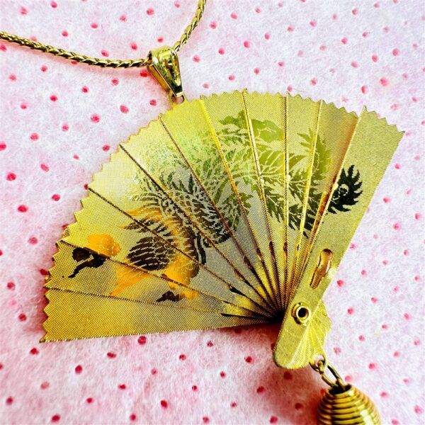 0803-Dây chuyền nữ-Gold color Japanese fan necklace3