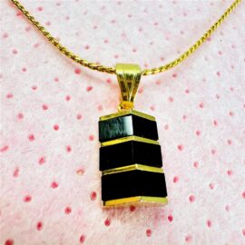 0809-Dây chuyền nữ-Gold color & black gemstone necklace
