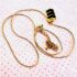 0809-Dây chuyền nữ-Gold color & black gemstone necklace5