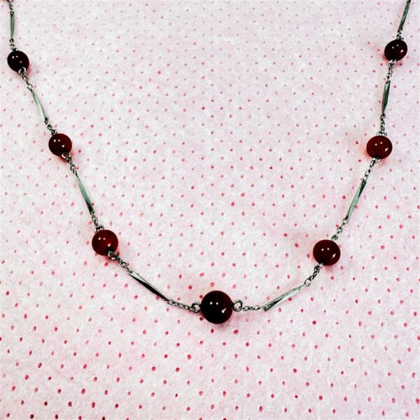 0835-Dây chuyền nữ-Silver color & red gemstone necklace2