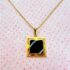 0808-Dây chuyền nữ-Gold color & black gemstone necklace1