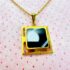 0808-Dây chuyền nữ-Gold color & black gemstone necklace2