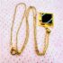 0808-Dây chuyền nữ-Gold color & black gemstone necklace5