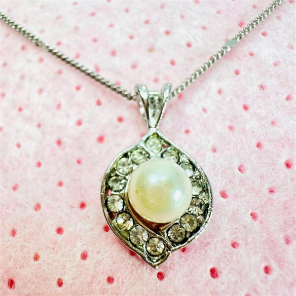 0789-Dây chuyền nữ-Pearl and crystal pendant necklace3
