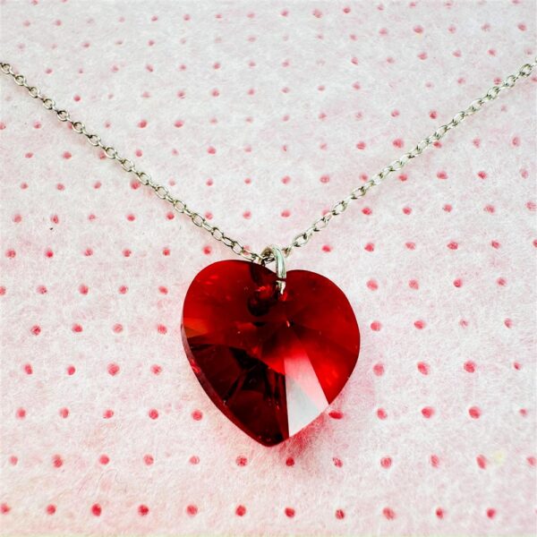 0876-Dây chuyền nữ-Swarovski red crystal heart necklace1