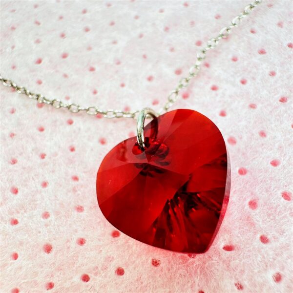 0876-Dây chuyền nữ-Swarovski red crystal heart necklace3