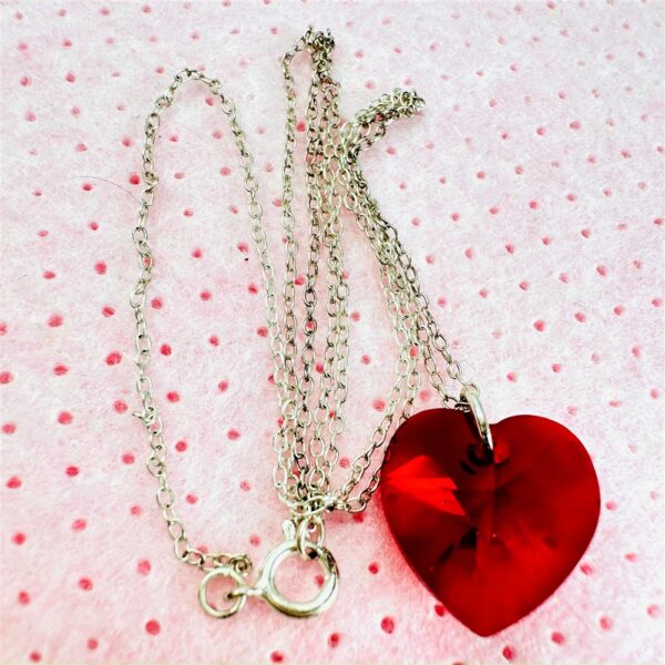 0876-Dây chuyền nữ-Swarovski red crystal heart necklace4