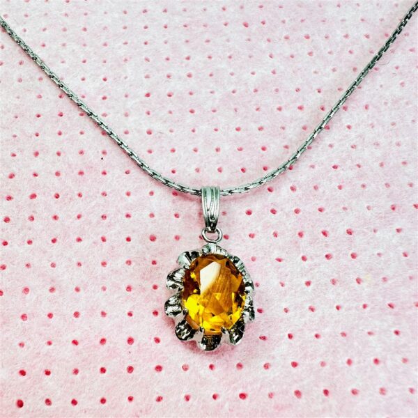 0750-Dây chuyền-Silver color & Citrine gemstone necklace1