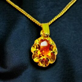 0796-Dây chuyền-Gold color and yellow glass necklace