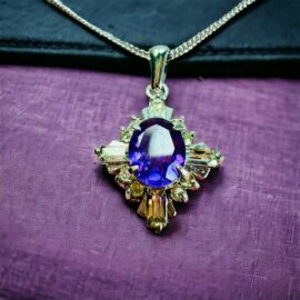 0793-Dây chuyền nữ-Silver color & amethyst gemstone necklace