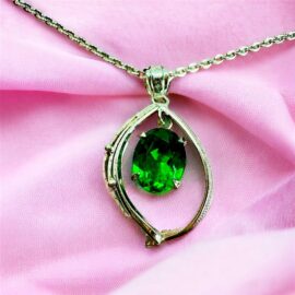 0827-Dây chuyền nữ-Silver pendant & emerald gemstone necklace