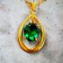 0791-Dây chuyền nữ-Gold color & green crystal teardrop necklace0
