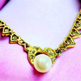 0778-Dây chuyền nữ-Faux pearl and crystal gold plated necklace