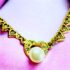 0778-Dây chuyền nữ-Faux pearl and crystal gold plated necklace0