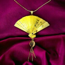 0803-Dây chuyền nữ-Gold color Japanese fan necklace