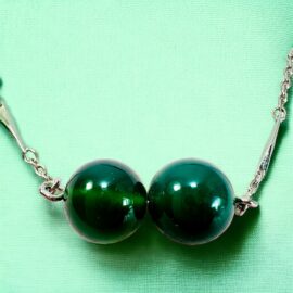 0792-Dây chuyền nữ-Silver color & green gemstone necklace