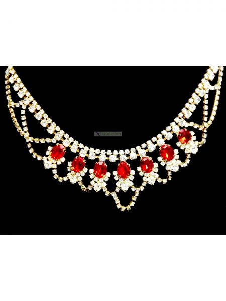 0784-Dây chuyền nữ-Bridal red tone necklace0