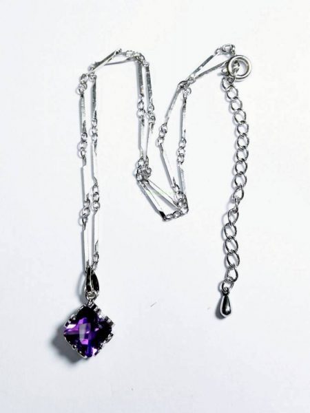 0787-Dây chuyền nữ-Amethyst rock silver plated necklace1